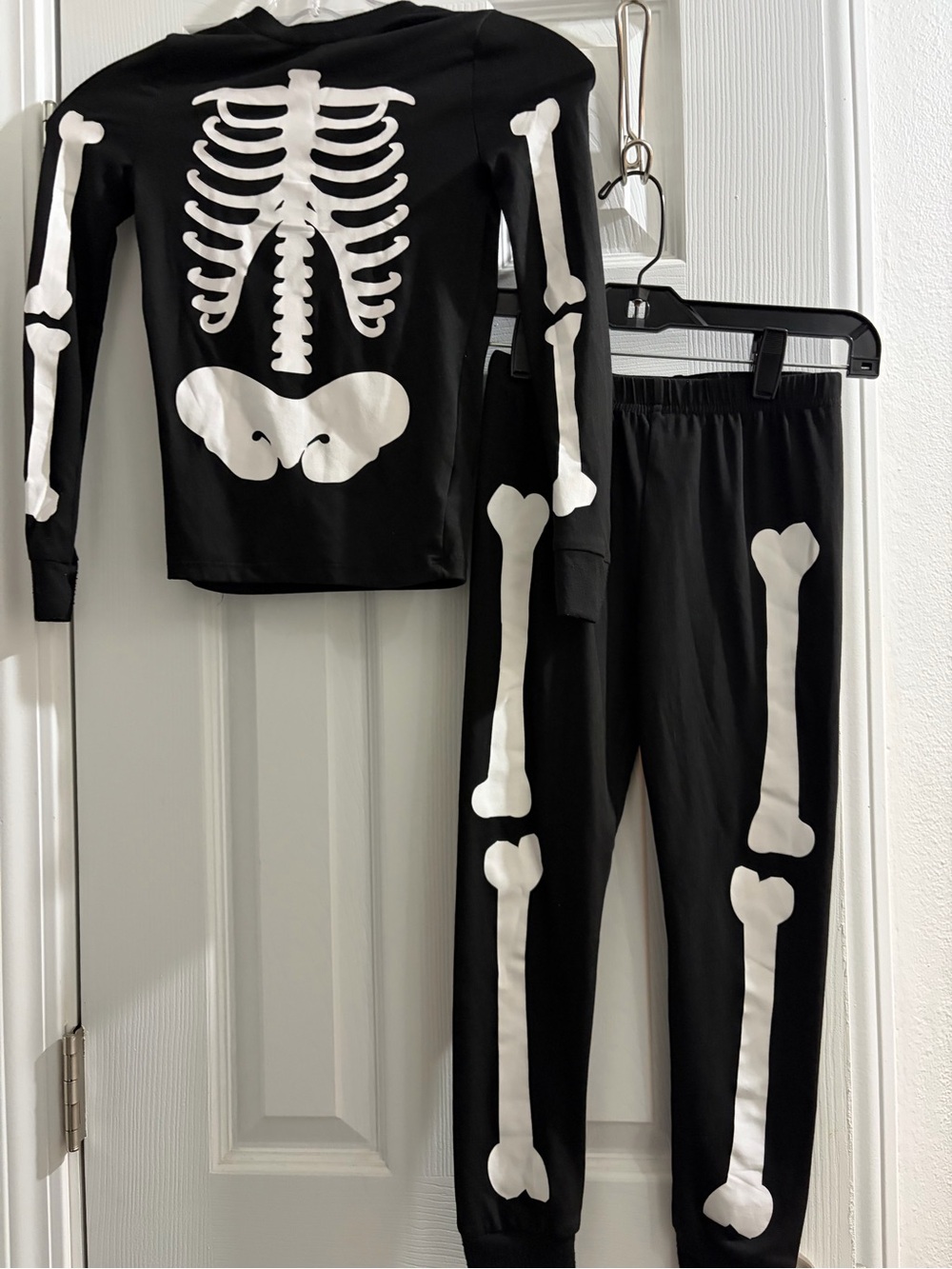Kids Black Skeleton Pajama Set - Bone Print Sleepwear